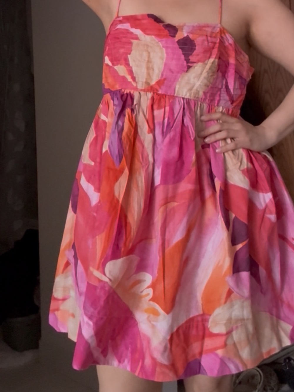 H&M Pink Orange Floral Mini Dress